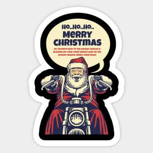 hand drawn santa claus riding motorcycle Sticker